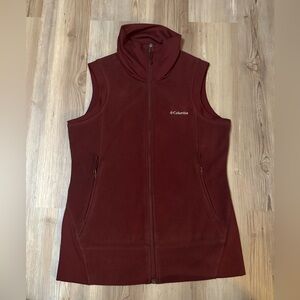 Columbia Burgundy Fleece Vest with stretch neck